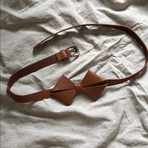 3/$15 Vegan Leather Tan Ribbon Shaped Waist Belt